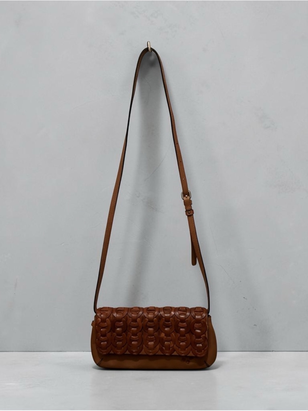 Patricia Nash Woven Leather Crossbody in Brown